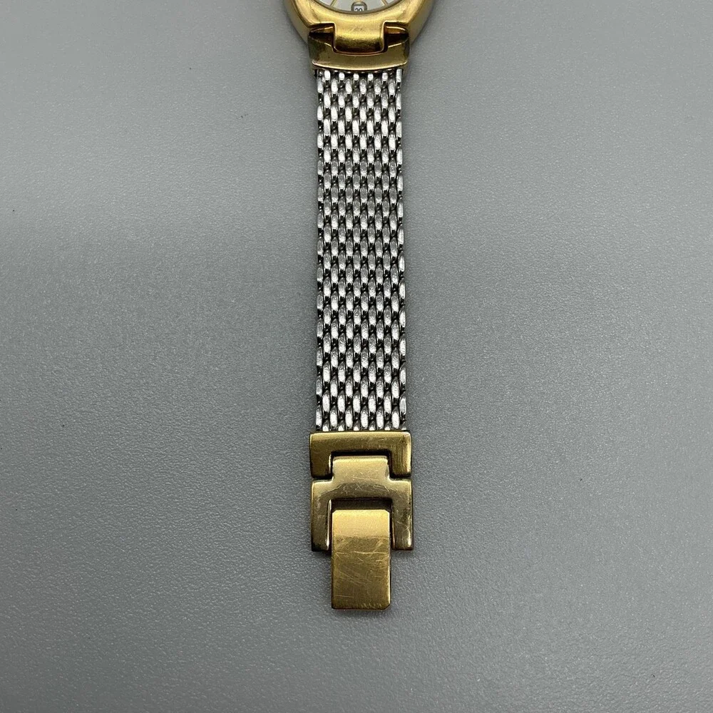 Armitron Now Womens Watch 22mm Silver Two Tone Mesh Date Box New Battery 6.75